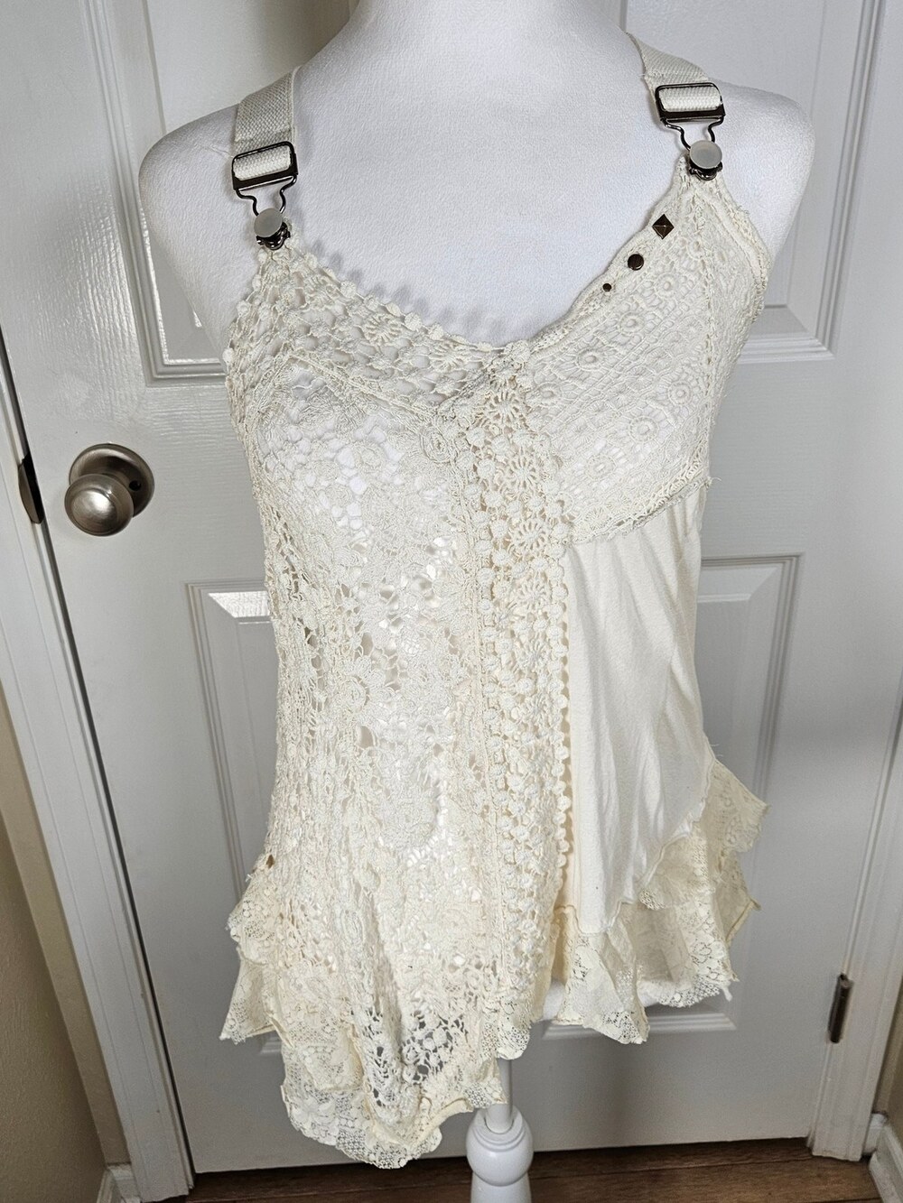 Free People Crochet Lace Tank Top Racerback Women's Size Small